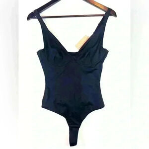NEW FeelinGirl size Large black thong bodysuit shapewear tummy control underwire